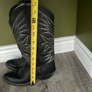 Black Cowboy Boots with Silver Embroidery